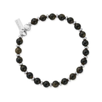 ChloBo | Men’s Golden Obsidian Slim Round Bracelet