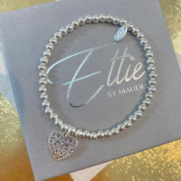 Ettie Medium Bead Filigree Heart Bracelet