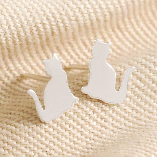 Lisa Angel Hypoallergenic Flat Sterling Silver Cat Earrings