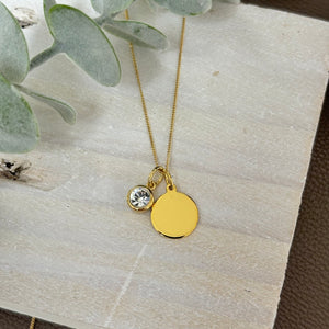 April Birthstone Pendant With Engravable Disk