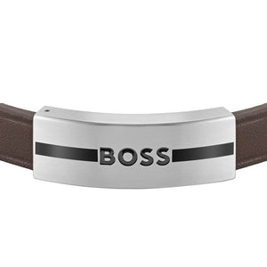 Boss | Stainless Steel Brown Leather Bracelet