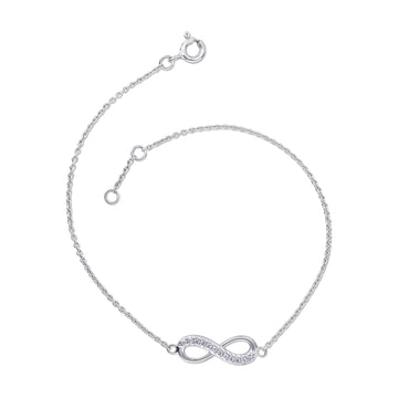 Sterling Silver CZ Infinity 8” Bracelet