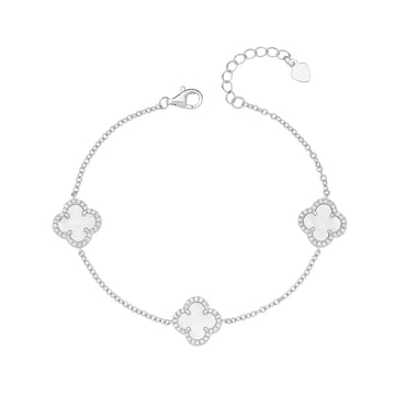 Sterling Silver Mother Of Pearl Clover Bracelet