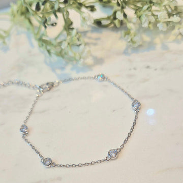 Real Effect | Sterling Silver Station Chain CZ Bracelet