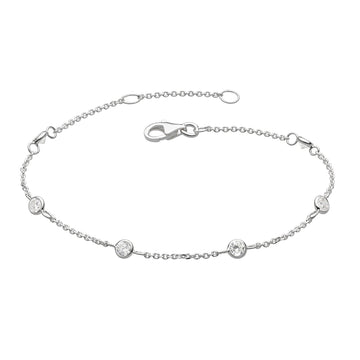 Sterling Silver CZ Scattered Chain Bracelet