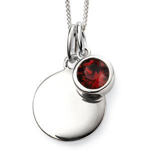 January BirthStone Pendant With Disc - Maudes The Jewellers