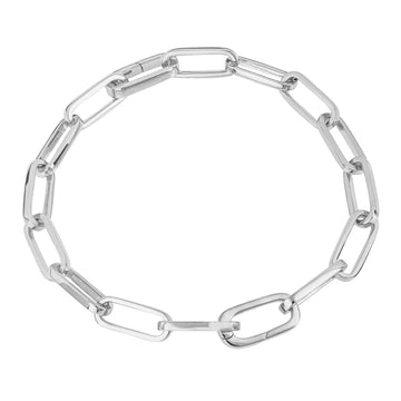 Sterling Silver Long Link Charm Carrier Chain Bracelet