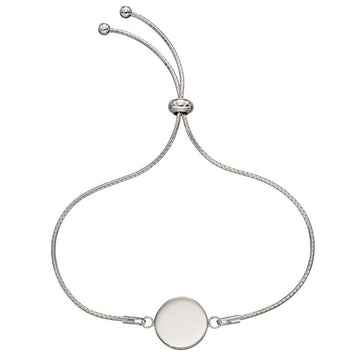 Engravable Silver Disk Toggle Bracelet