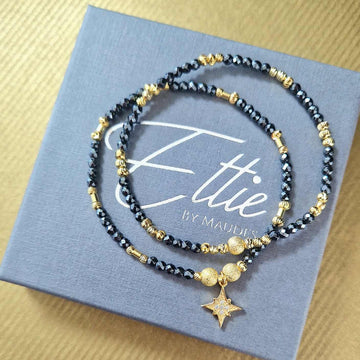 Ettie | Hematite & Gold Set Of 2 Bracelets