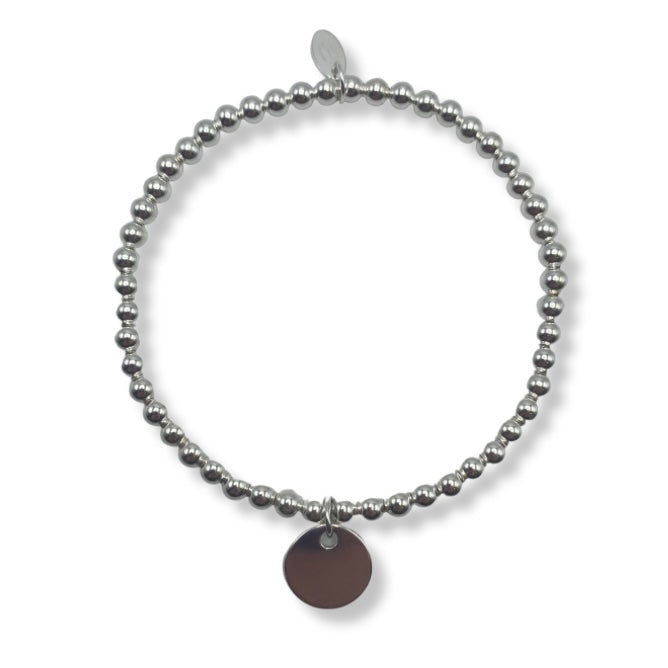 Ettie | Medium Bead Engravable Disc Bracelet