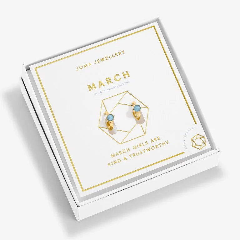 Joma Jewellery | March Birthstone Hoop Earrings