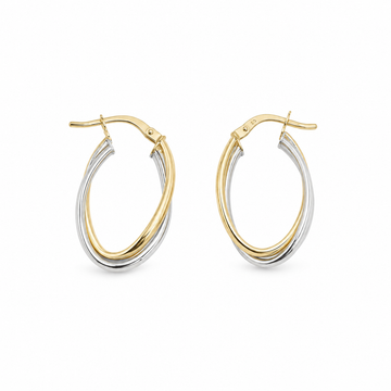 9ct White Gold & Yellow Gold Hoop Earrings