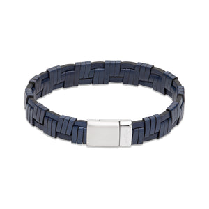 Unique & Co | Navy Leather Bracelet with Steel Magnetic Clasp