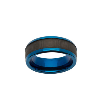 Unique & Co | Steel Ring With Carbon Fibre And Blue IP Plating