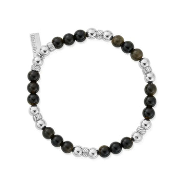ChloBo | Men’s Golden Obsidian Triple Ball Bracelet