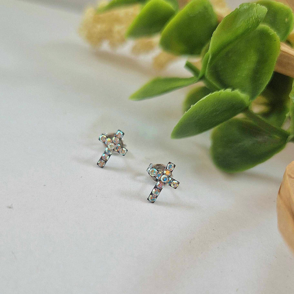 Studex | Sensitive AB Crystal Cross Stud Earrings