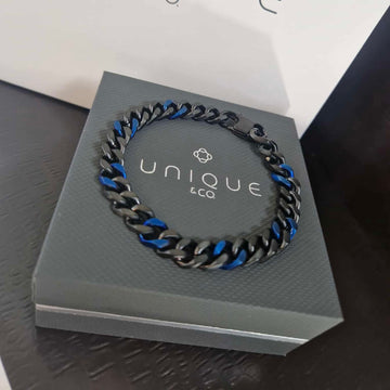 Unique & Co | Stainless Steel Bracelet with Black & Blue IP Plating