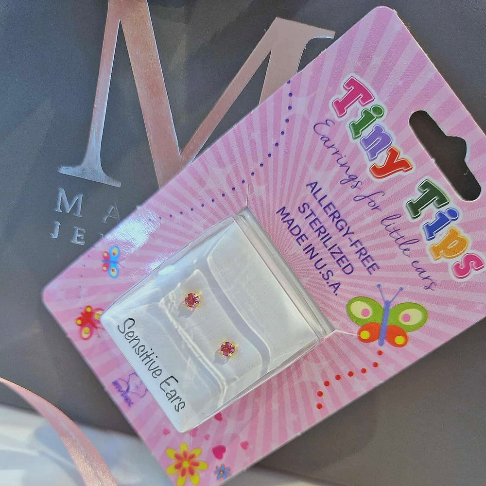 Studex Tiny Tips 3mm October Rose Stud Earrings