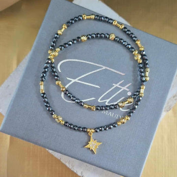 Ettie | Hematite & Gold Set Of 2 Bracelets