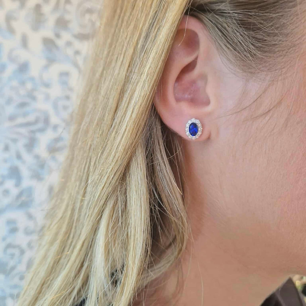 Real Effect | Sterling Silver Blue Cubic Zirconia Earrings