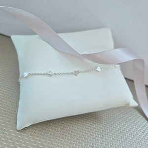 Sterling Silver Heart Station 8” Bracelet