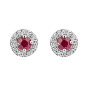 
            
                Load image into Gallery viewer, 9ct White Gold Ruby &amp;amp; Diamond Stud Earrings
            
        