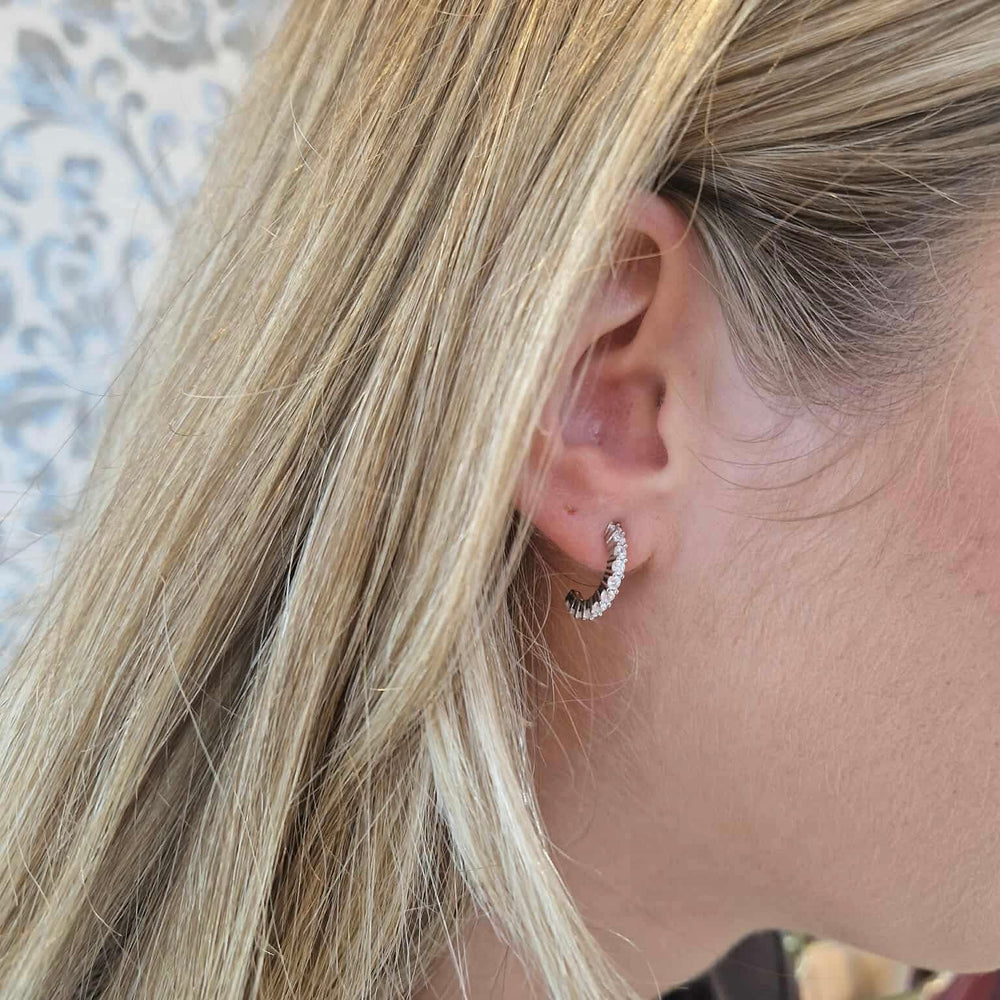 Real Effect | Sterling Silver Half Hoop CZ earrings
