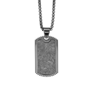 Fred Bennett | Stainless Steel and Carbon Fibre Dog Tag Necklace