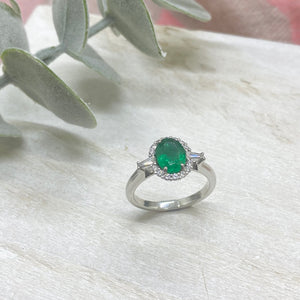 18ct White Gold, Emerald and Diamond Ring - Maudes The Jewellers