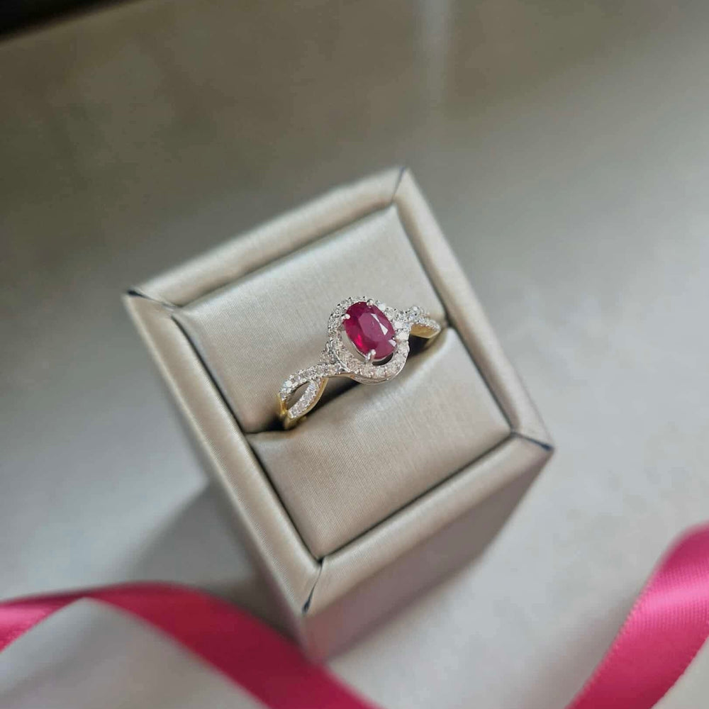 18ct Yellow Gold Oval Ruby & Diamond Ring