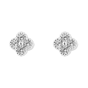 Sterling Silver and Cubic Zirconia Flower Stud Earrings