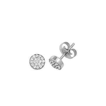 9ct White Gold Round CZ Stud Earrings