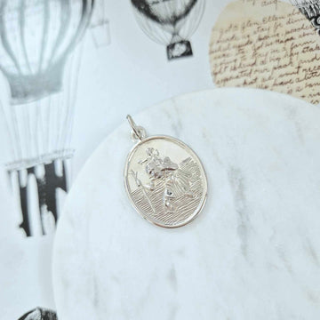 Sterling Silver St Christopher With Plain Border