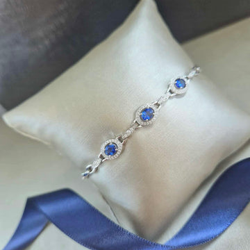 18ct White Gold Sapphire & Diamond Bracelet