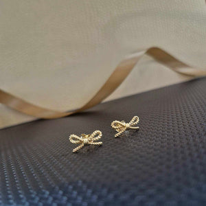 9ct Yellow Gold Rope Bow Stud Earrings