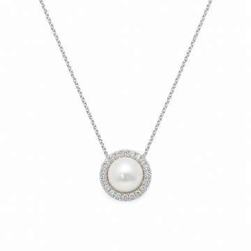 Real Effect | Sterling Silver & CZ Pearl Necklace