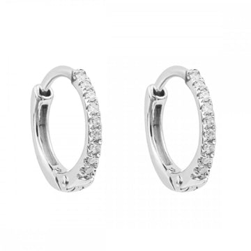 9ct White Gold Diamond Huggie Hoops