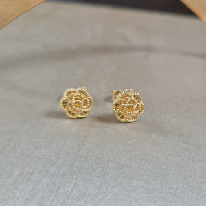 9ct Yellow Gold Romantic Floral Stud Earrings