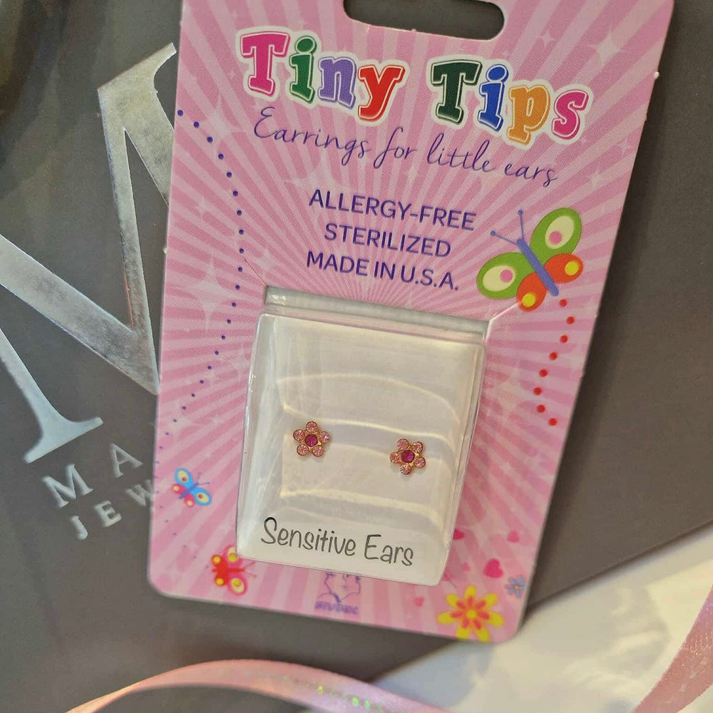 Studex Tiny Tips Daisy Light Rose Fuchsia Stud Earrings