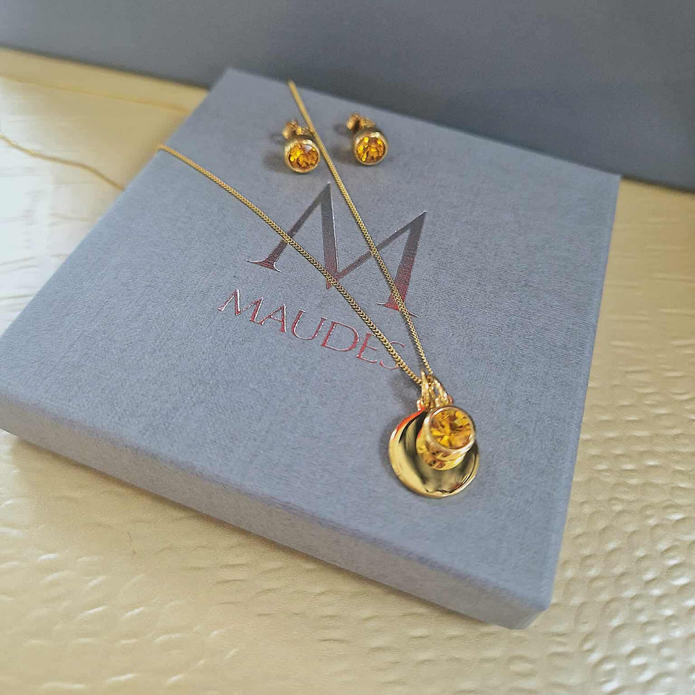 November Birthstone Pendant With Engravable Disk