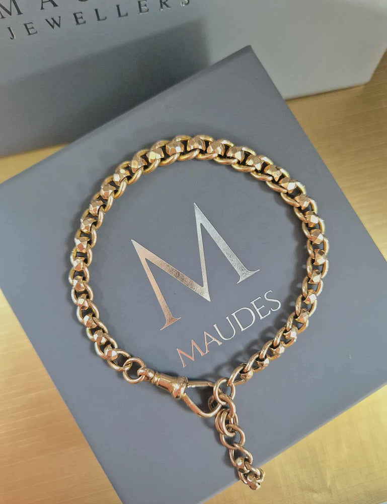 Pre-Owned 9ct Rose Gold Graduated Curb Bracelet