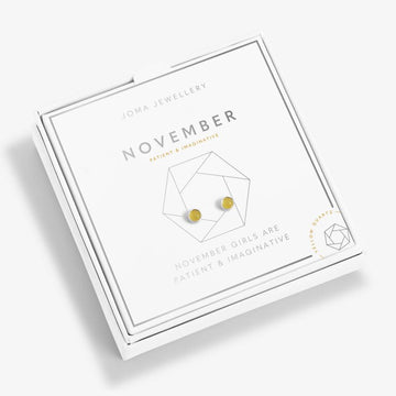 Joma Jewellery | November Yellow Quartz Birthstone Boxed Earrings