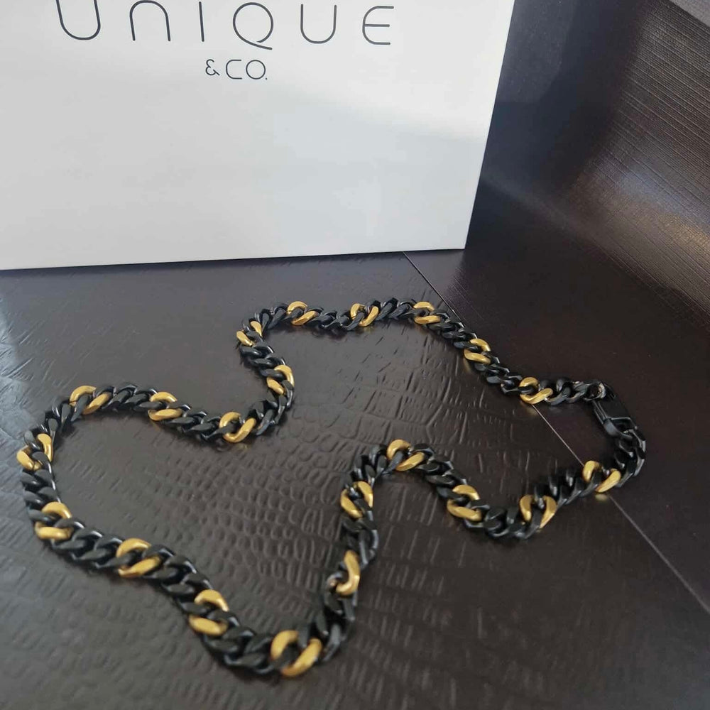 Unique & Co | Stainless Steel Necklace with Black and Yellow Gold IP Plating