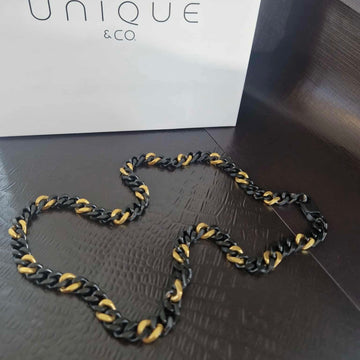 Unique & Co | Stainless Steel Necklace with Black and Yellow Gold IP Plating