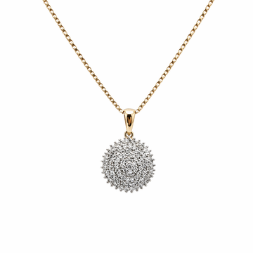 9ct Yellow Gold Diamond Cluster Pendant and Chain