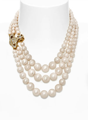 Vivienne Westwood | Graziella Three Row Pearl Necklace | Gold