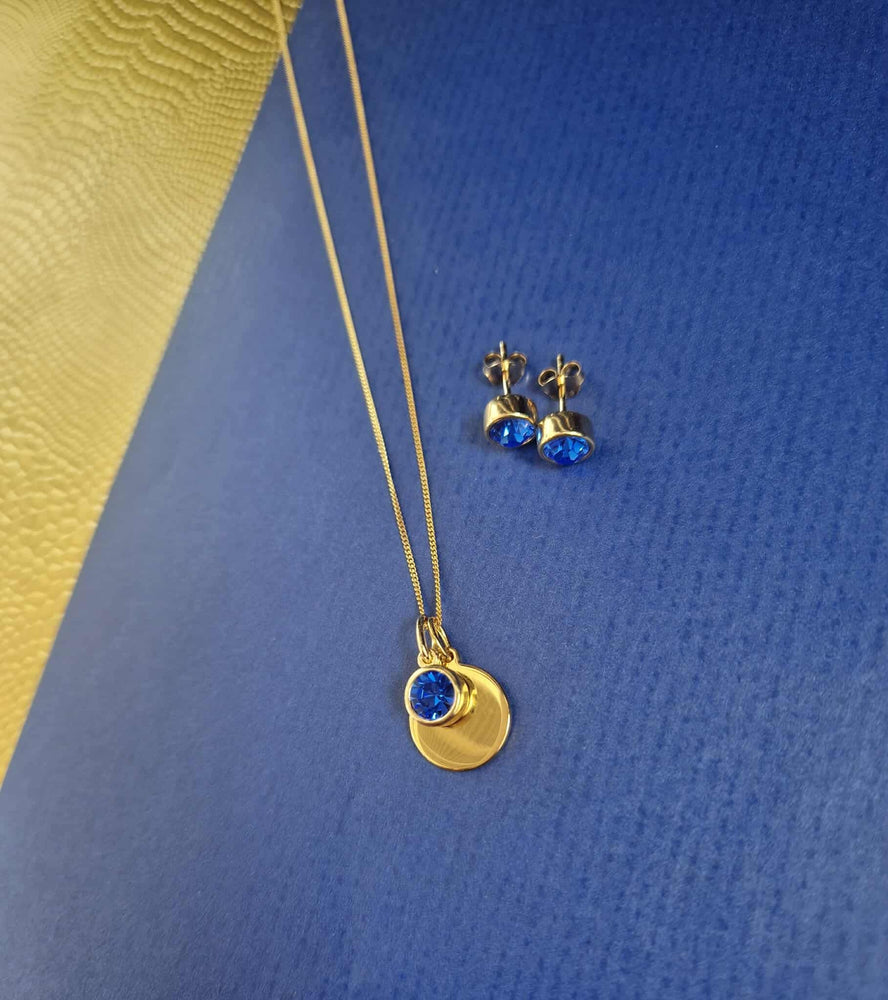 September Birthstone Pendant With Engravable Disk