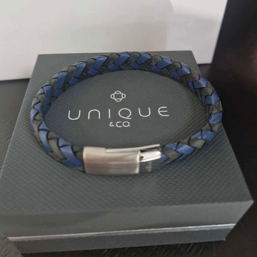 Unique & Co | Black & Navy Braided Leather Bracelet