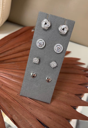 Real Effect | Sterling Silver Studs with Cubic Zirconia