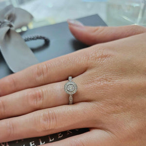 9ct White Gold Diamond Cluster Ring